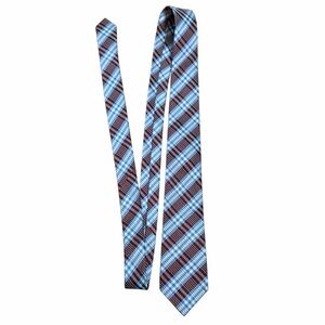 Ben Sherman Sky Blue and Chocolate Plaid Tie